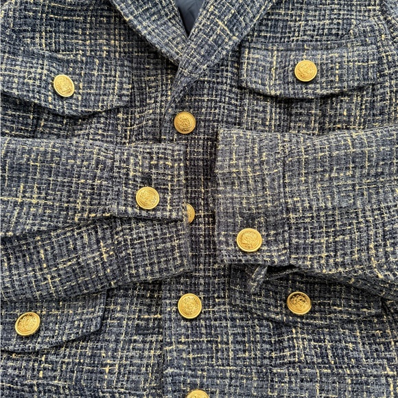 Aqua Navy Tweed Jacket with Metallic Accents - Picture 4 of 6